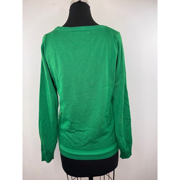 Tipsy Elves Lookin Like A Snack Green Ugly Christmas Sweater Sequin M Medium - Picture 4 of 5